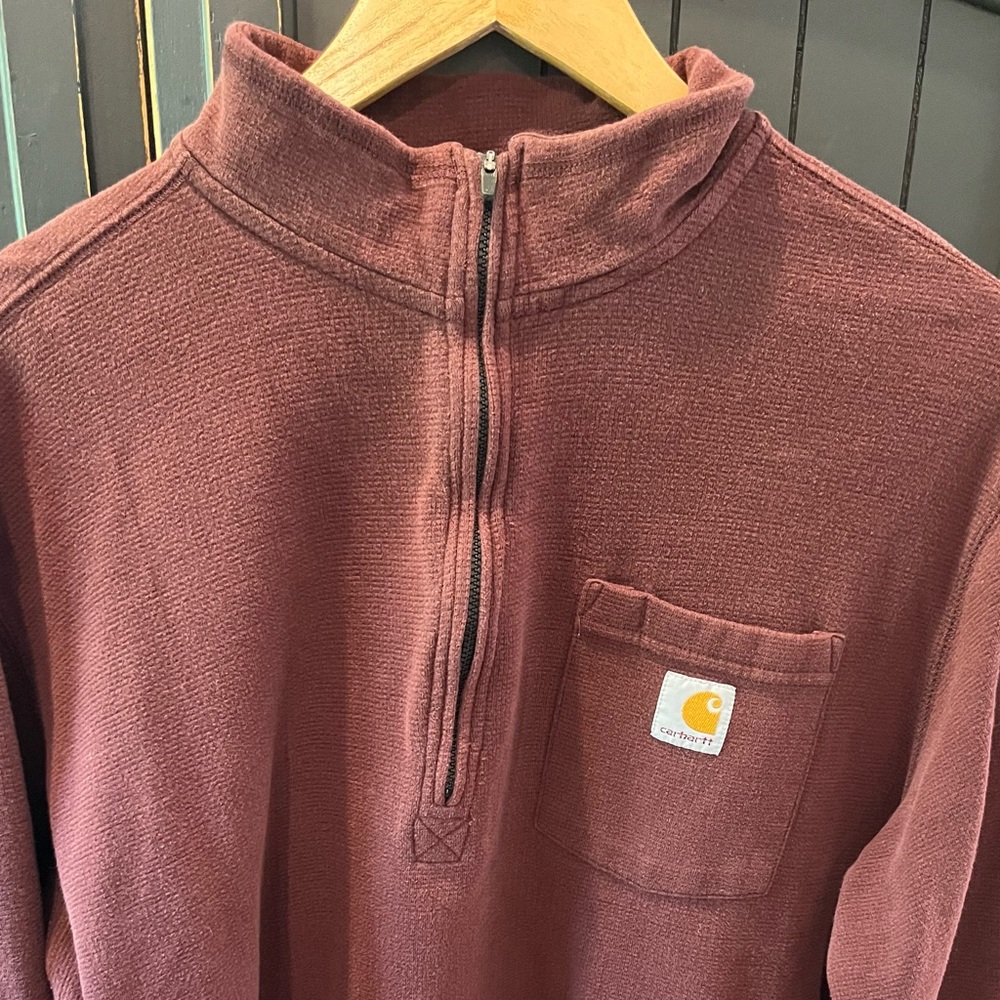 Carhartt Burgundy 3/4 zip Pullover with Chest Pocket